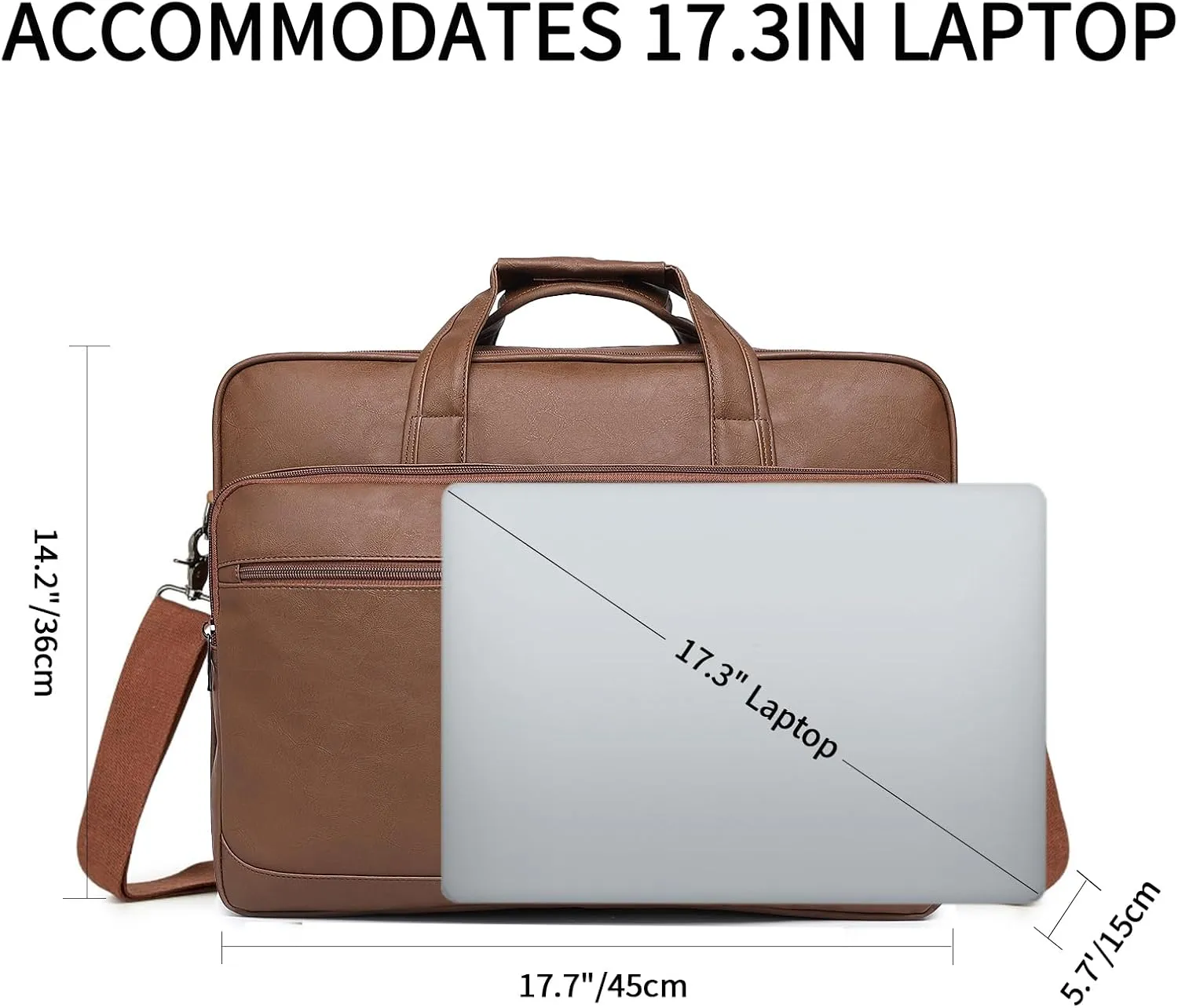 seyfocnia Men’s Leather Messenger Bag, 15.6 Inch 17.3 Inch Laptop Briefcase Satchel Computer Shoulder Bag Business Handbag
