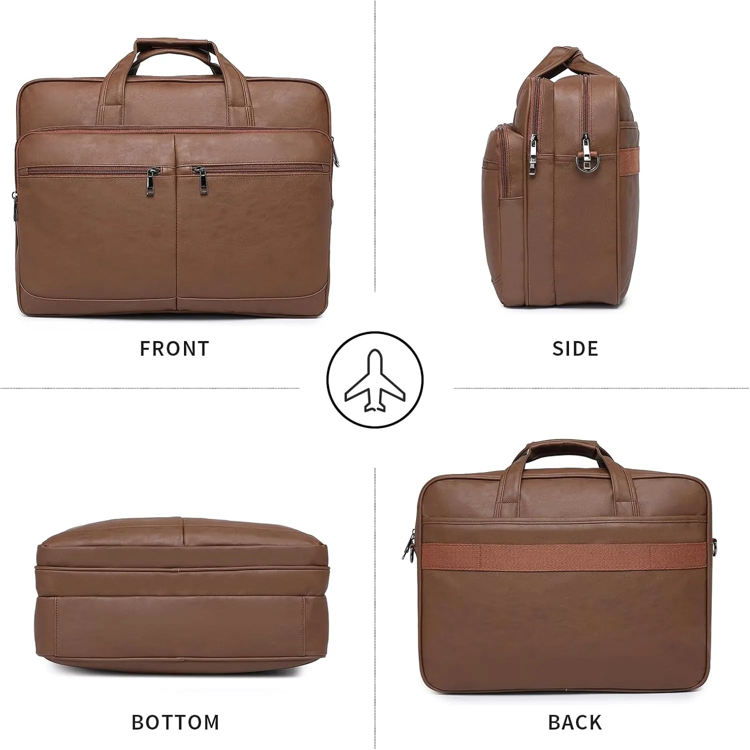 seyfocnia Men’s Leather Messenger Bag, 15.6 Inch 17.3 Inch Laptop Briefcase Satchel Computer Shoulder Bag Business Handbag