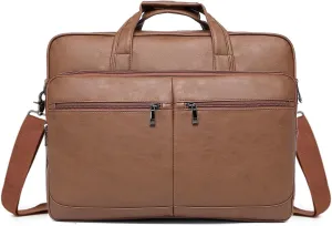seyfocnia Men’s Leather Messenger Bag, 15.6 Inch 17.3 Inch Laptop Briefcase Satchel Computer Shoulder Bag Business Handbag