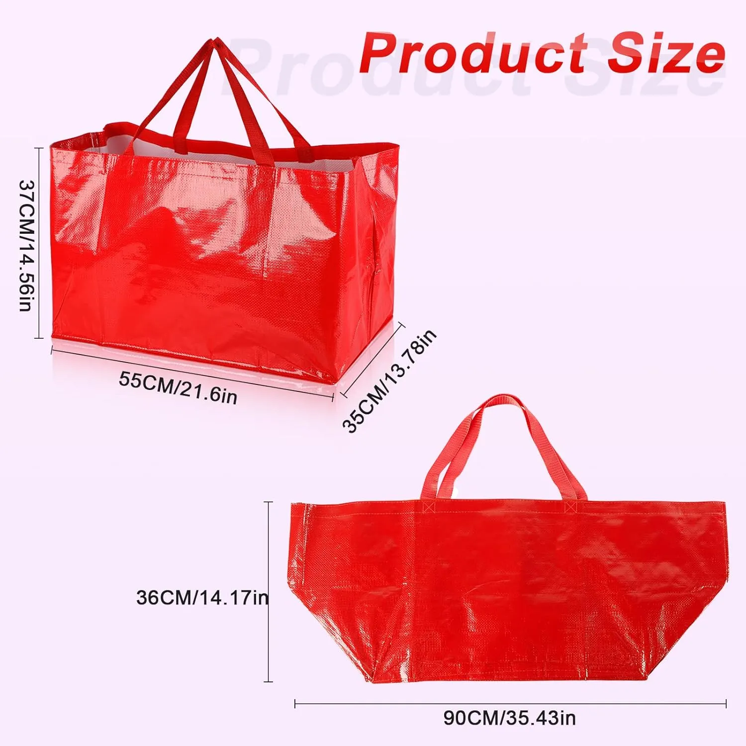 Shappy 6 Pieces Extra Large Reusable Shopping Grocery Bags with Handles Colorful Woven Plastic Waterproof Tote Bags