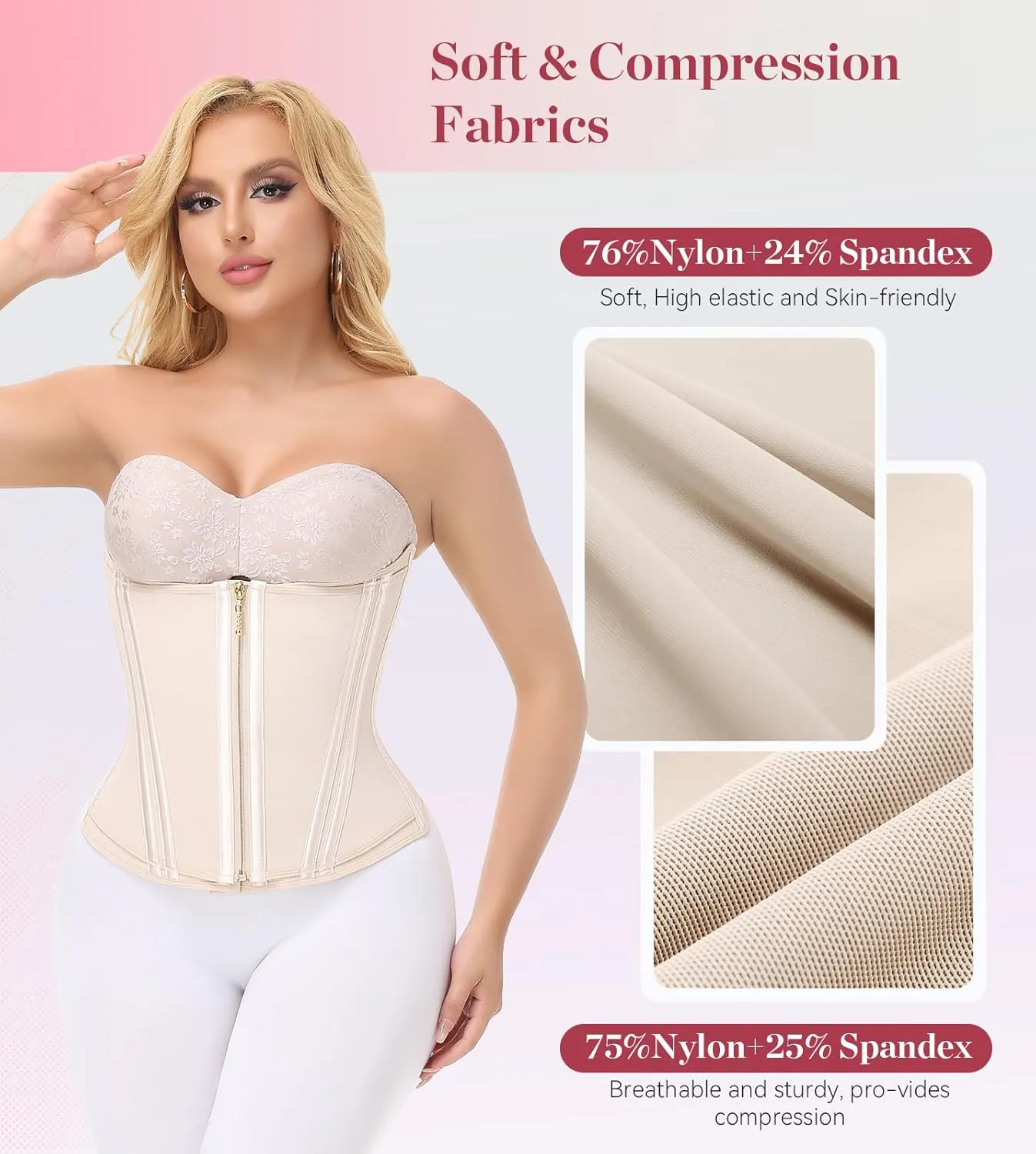 SHAPSHE Waist Trainer for Women Tummy Control Waist Cincher Workout Corset Shapewear Body Shaper