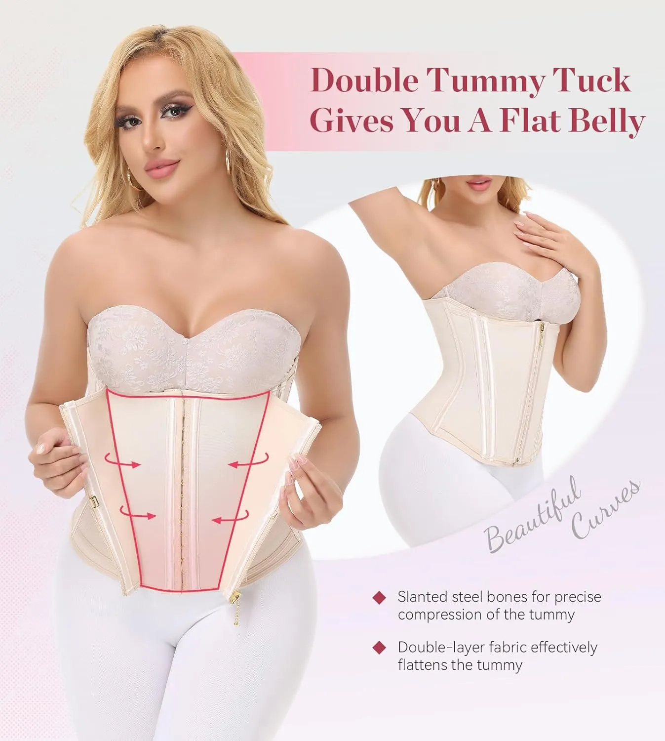 SHAPSHE Waist Trainer for Women Tummy Control Waist Cincher Workout Corset Shapewear Body Shaper