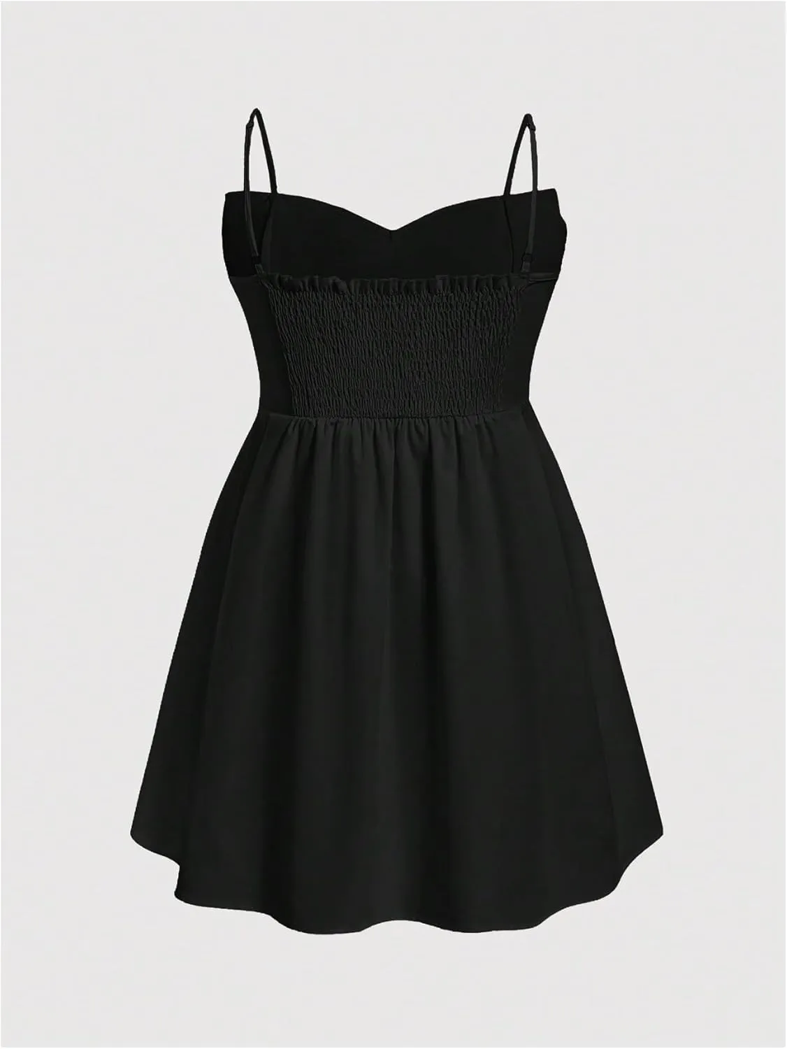 SHENHE Women's Plus Size Bow Dress Spaghetti Strap Flowy Cami Dress High Waist Summer Mini Dress