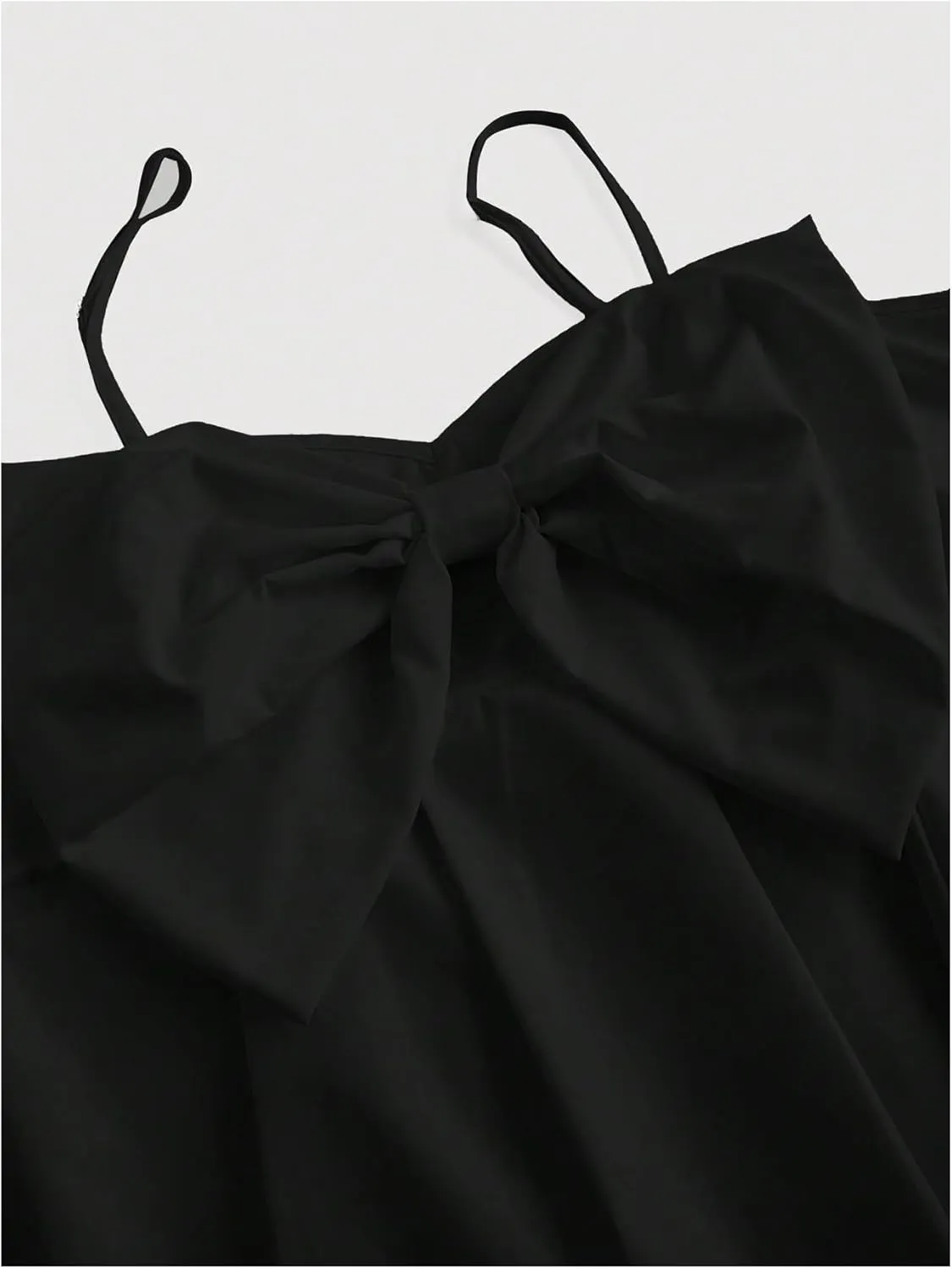 SHENHE Women's Plus Size Bow Dress Spaghetti Strap Flowy Cami Dress High Waist Summer Mini Dress