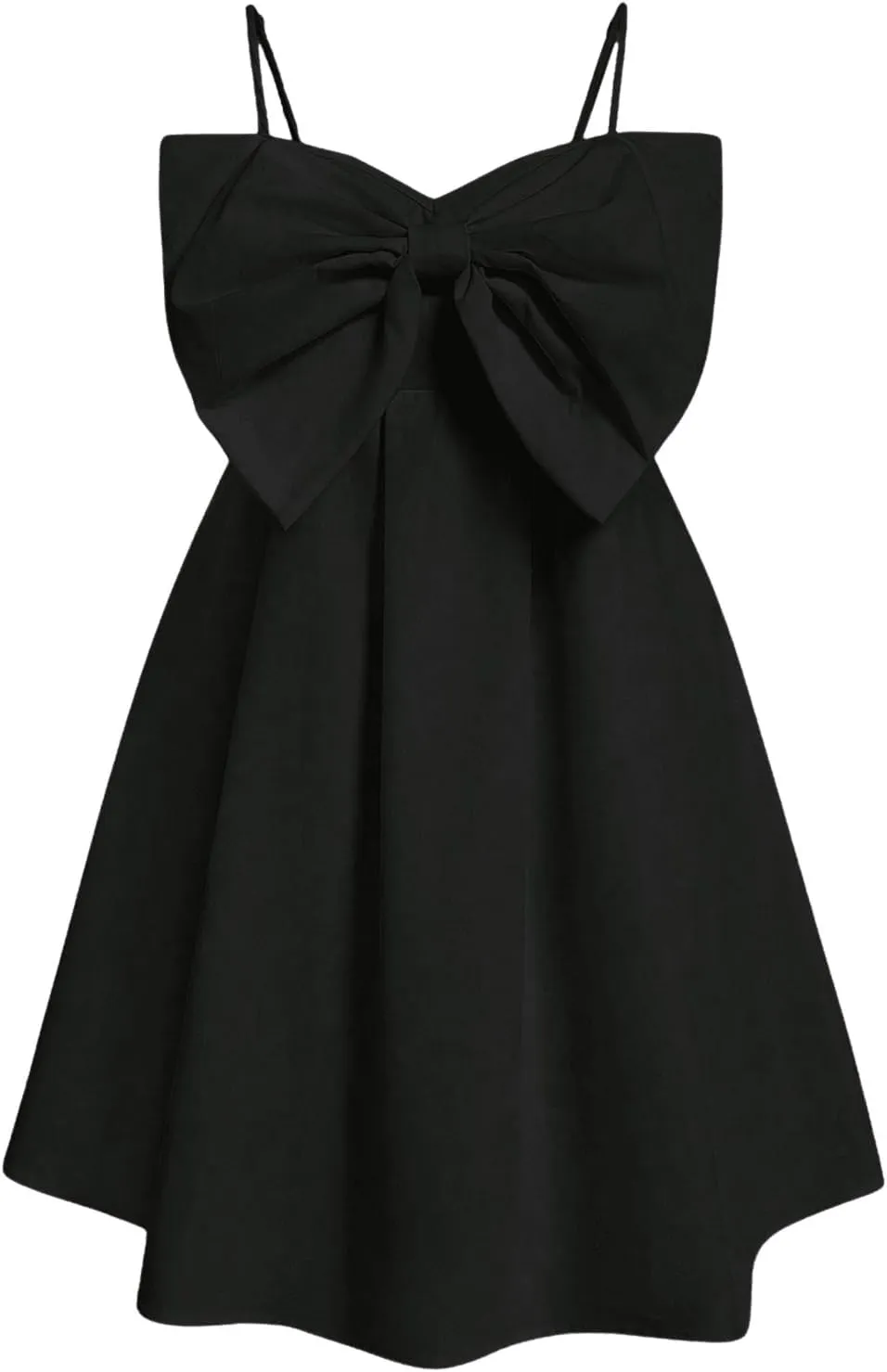 SHENHE Women's Plus Size Bow Dress Spaghetti Strap Flowy Cami Dress High Waist Summer Mini Dress