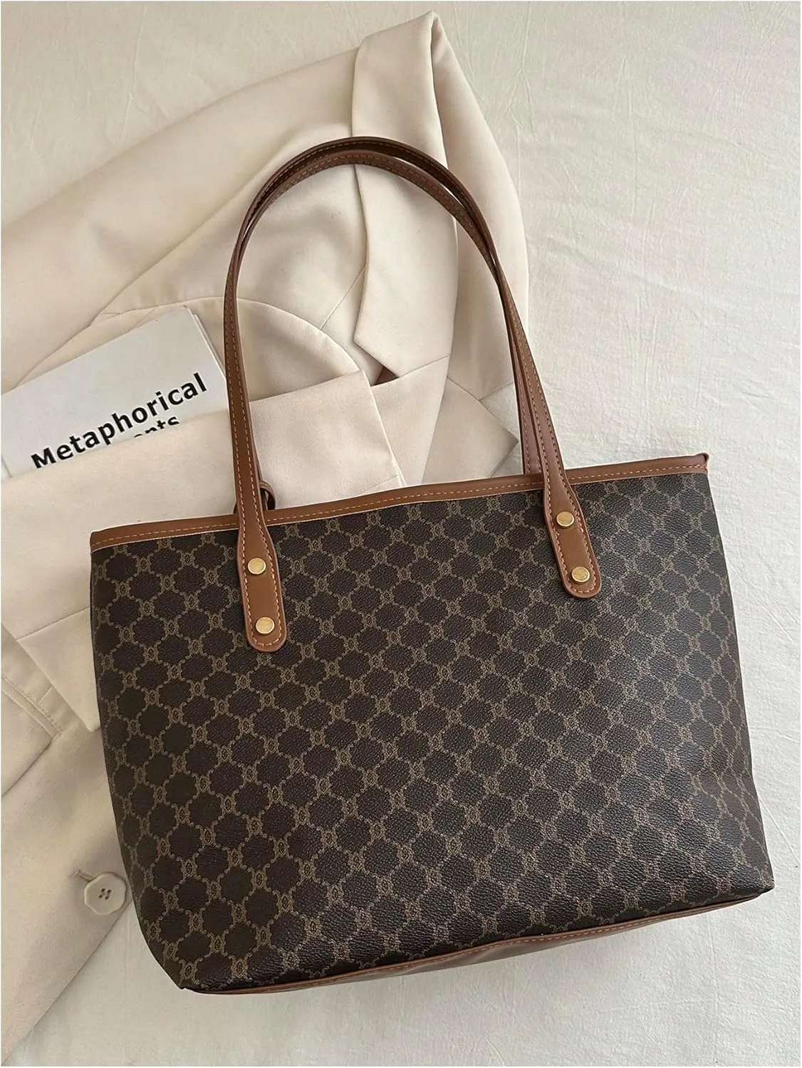 SHENHE Women's Vintage Tote Bag Large Capacity Travel Work Shoulder Bag Handbag with Mini Purse