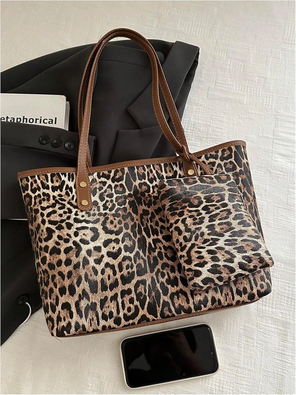 SHENHE Women's Vintage Tote Bag Large Capacity Travel Work Shoulder Bag Handbag with Mini Purse