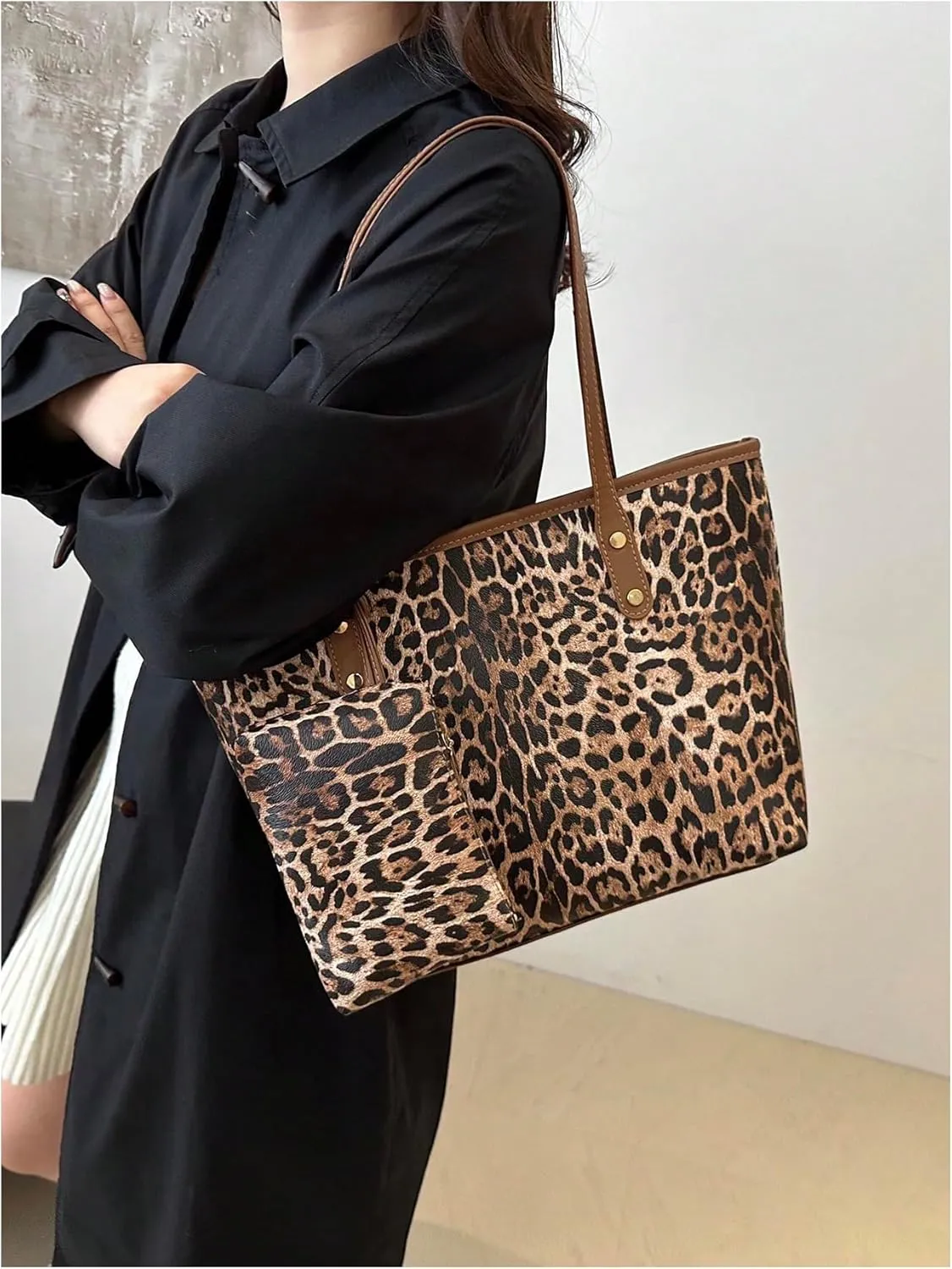 SHENHE Women's Vintage Tote Bag Large Capacity Travel Work Shoulder Bag Handbag with Mini Purse