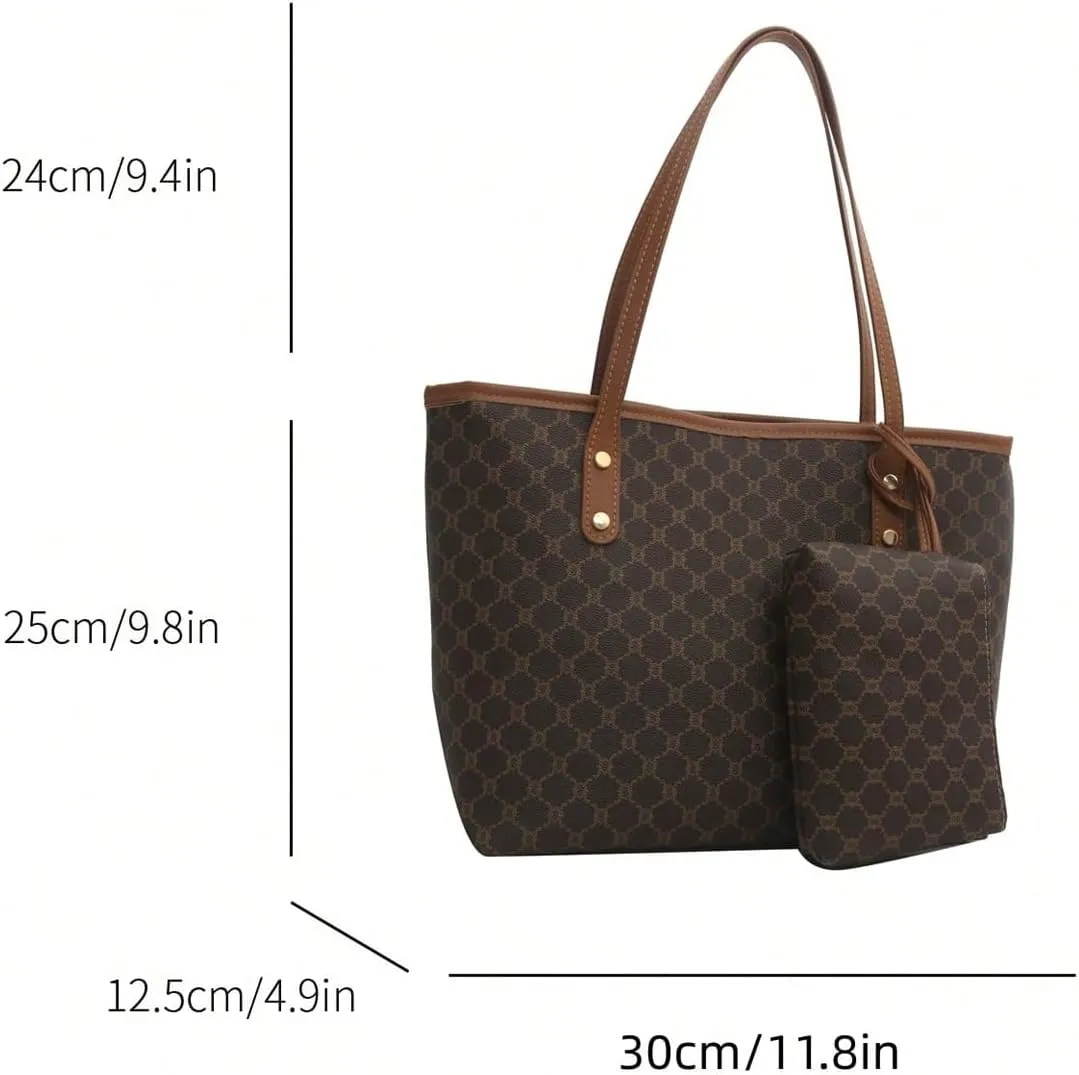 SHENHE Women's Vintage Tote Bag Large Capacity Travel Work Shoulder Bag Handbag with Mini Purse