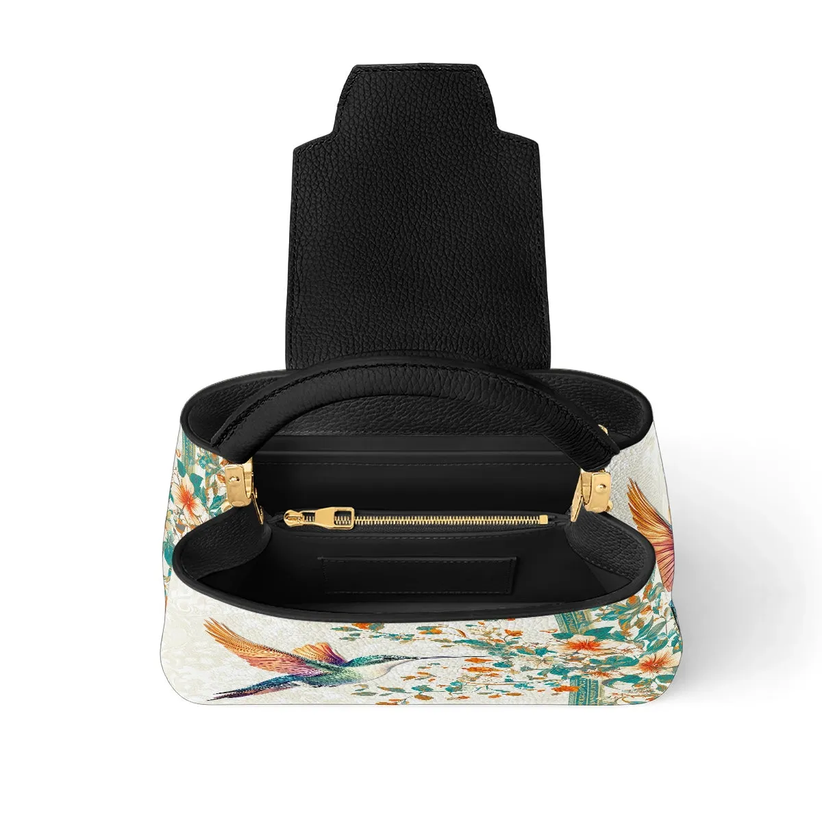 Shineful Leather Satchel Bag - Hummingbird Harmony