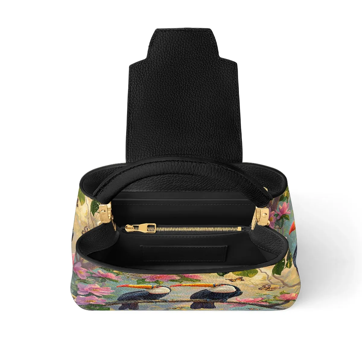 Shineful Leather Satchel Bag - Tropical Toucan