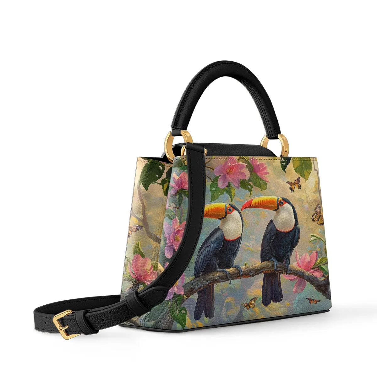 Shineful Leather Satchel Bag - Tropical Toucan