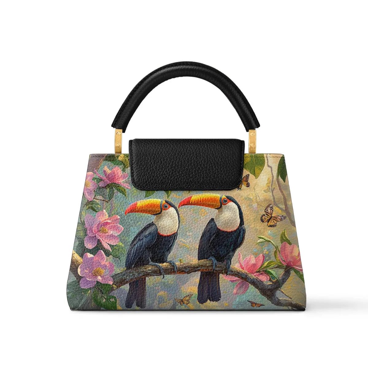 Shineful Leather Satchel Bag - Tropical Toucan