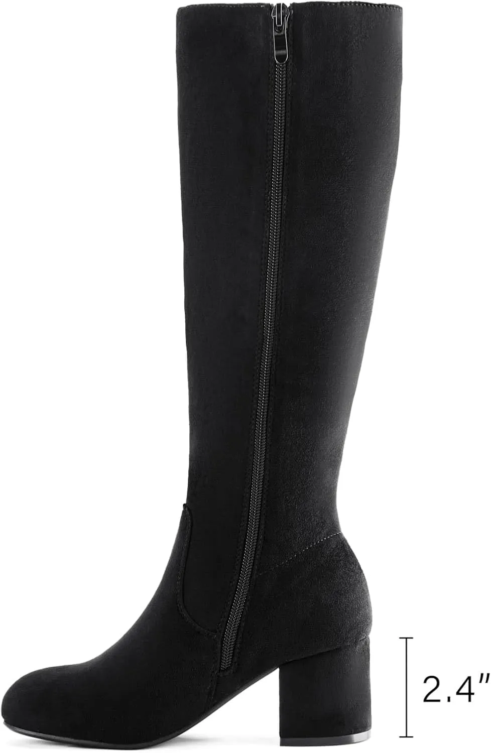 Shoe'N Tale Knee High Boots for Women Block Chunky Heel Boots with Side Zipper