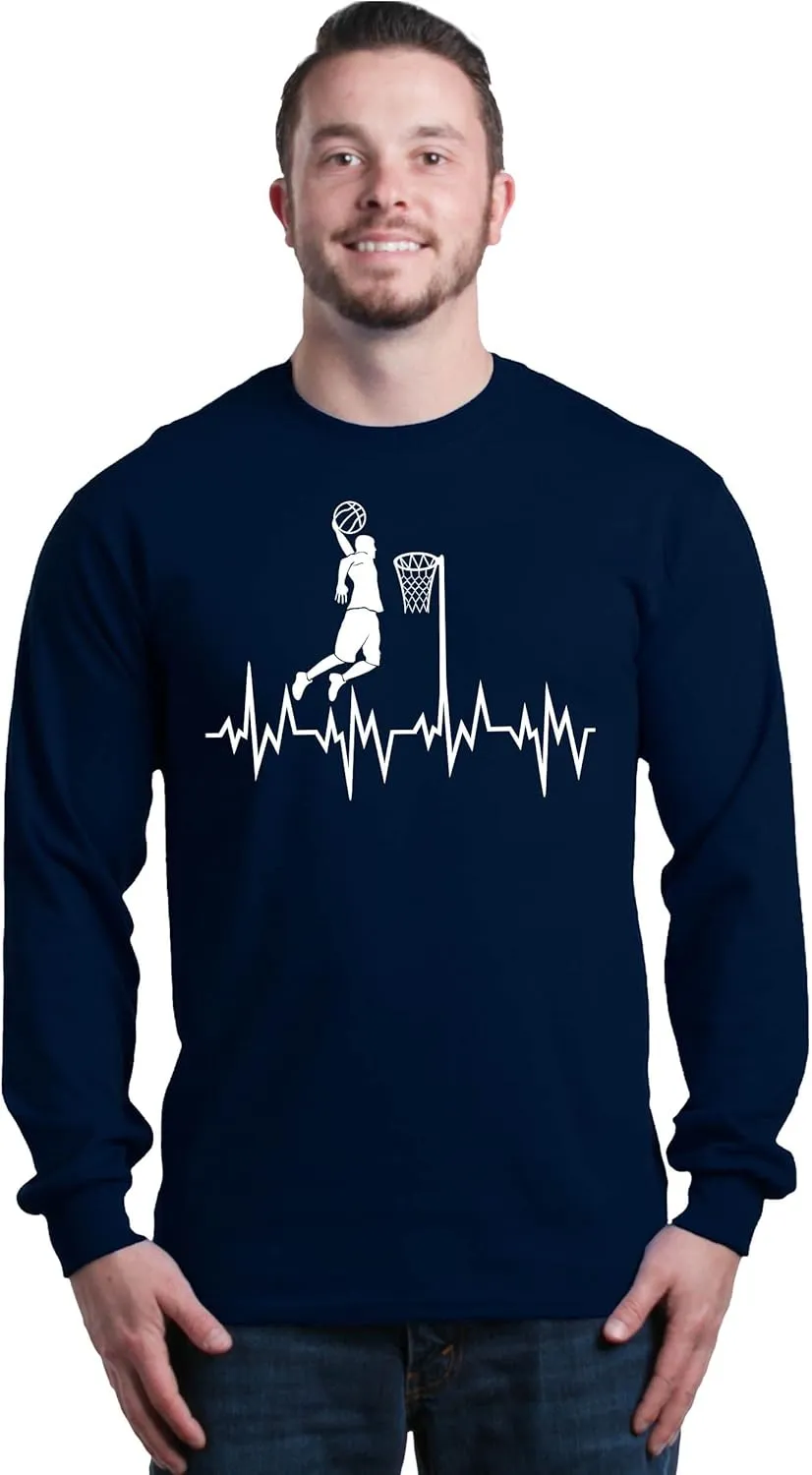 shop4ever® Basketball Player Slam Dunk Heartline Heartbeat Long Sleeve Shirt