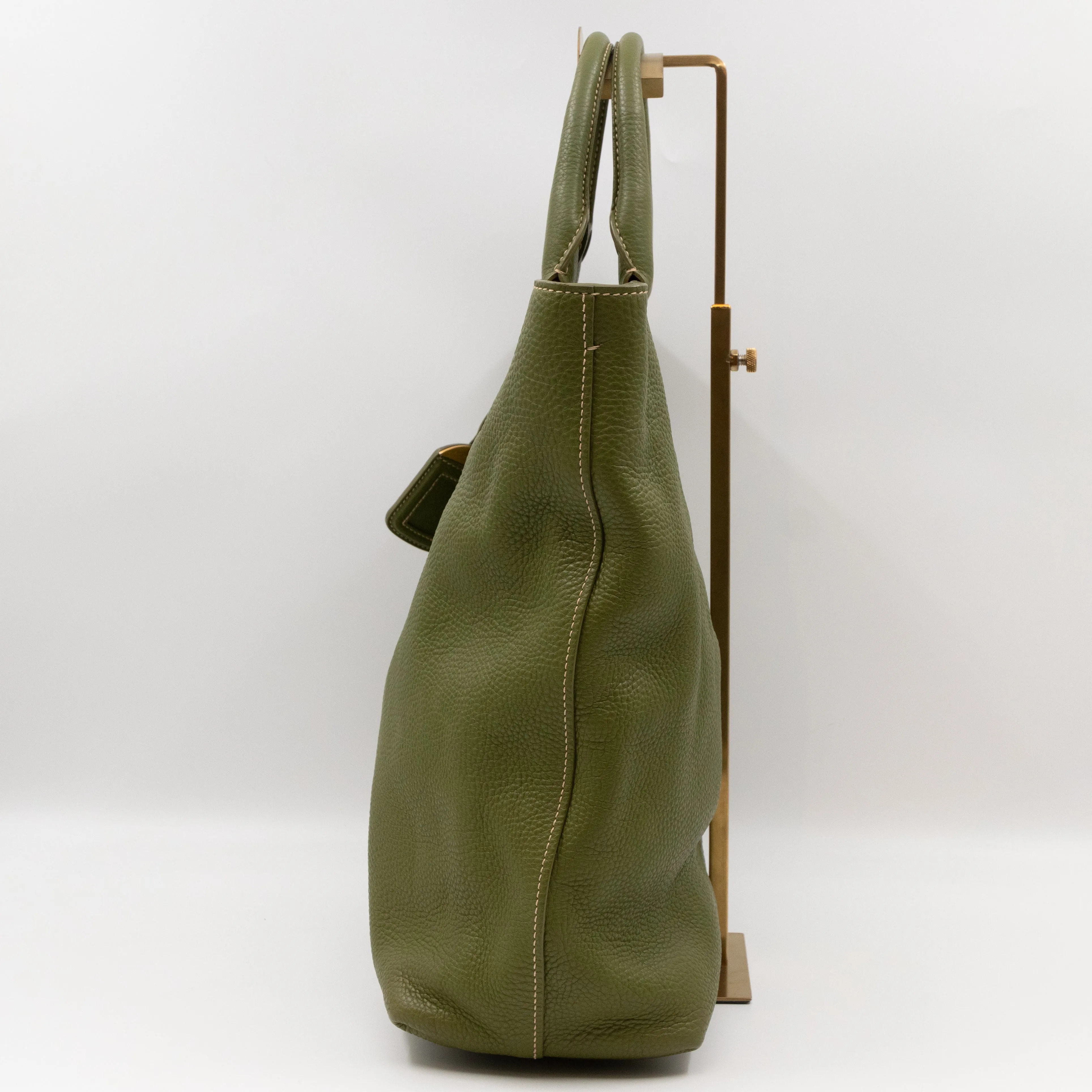 Shopping Tote Green Leather