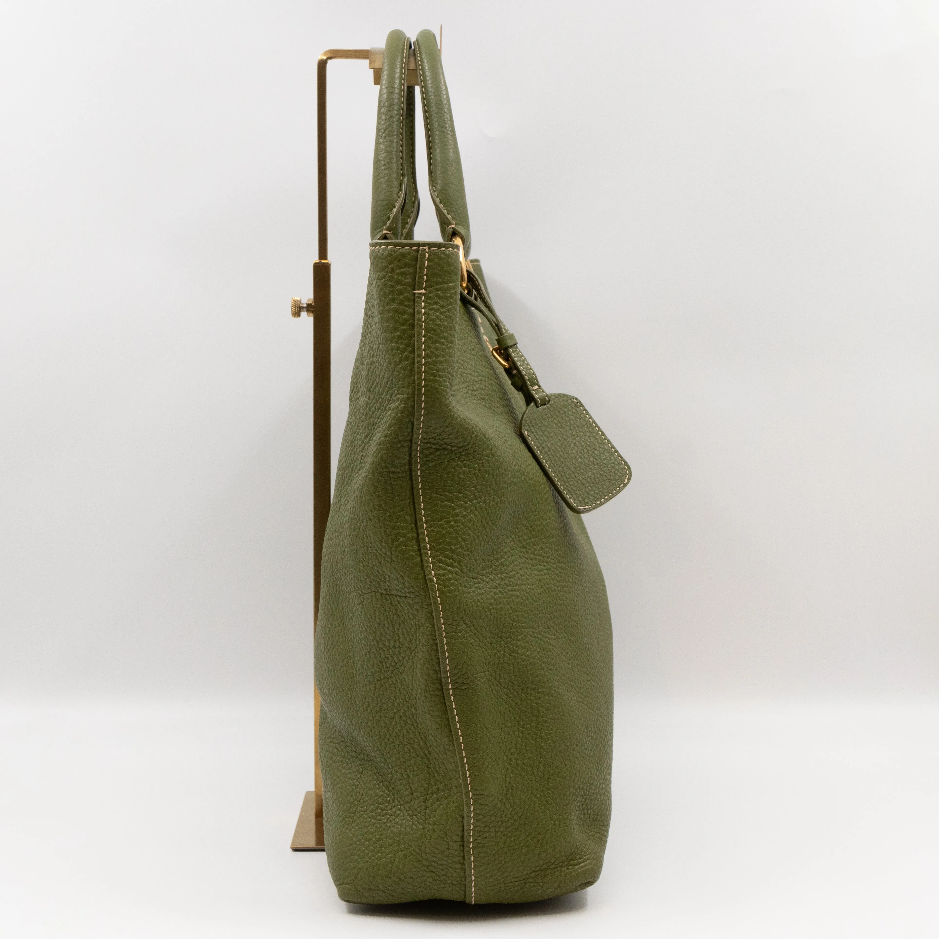 Shopping Tote Green Leather