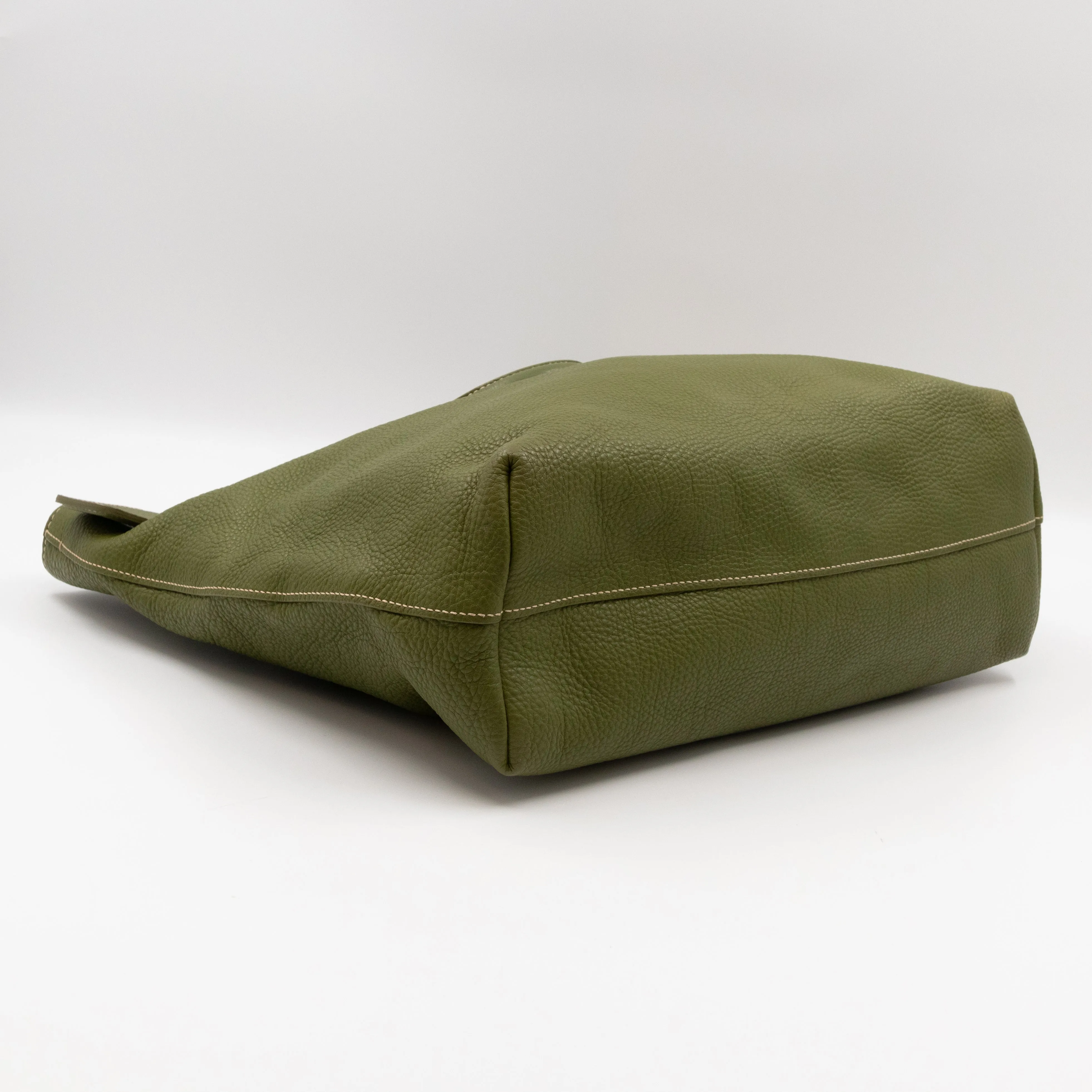 Shopping Tote Green Leather