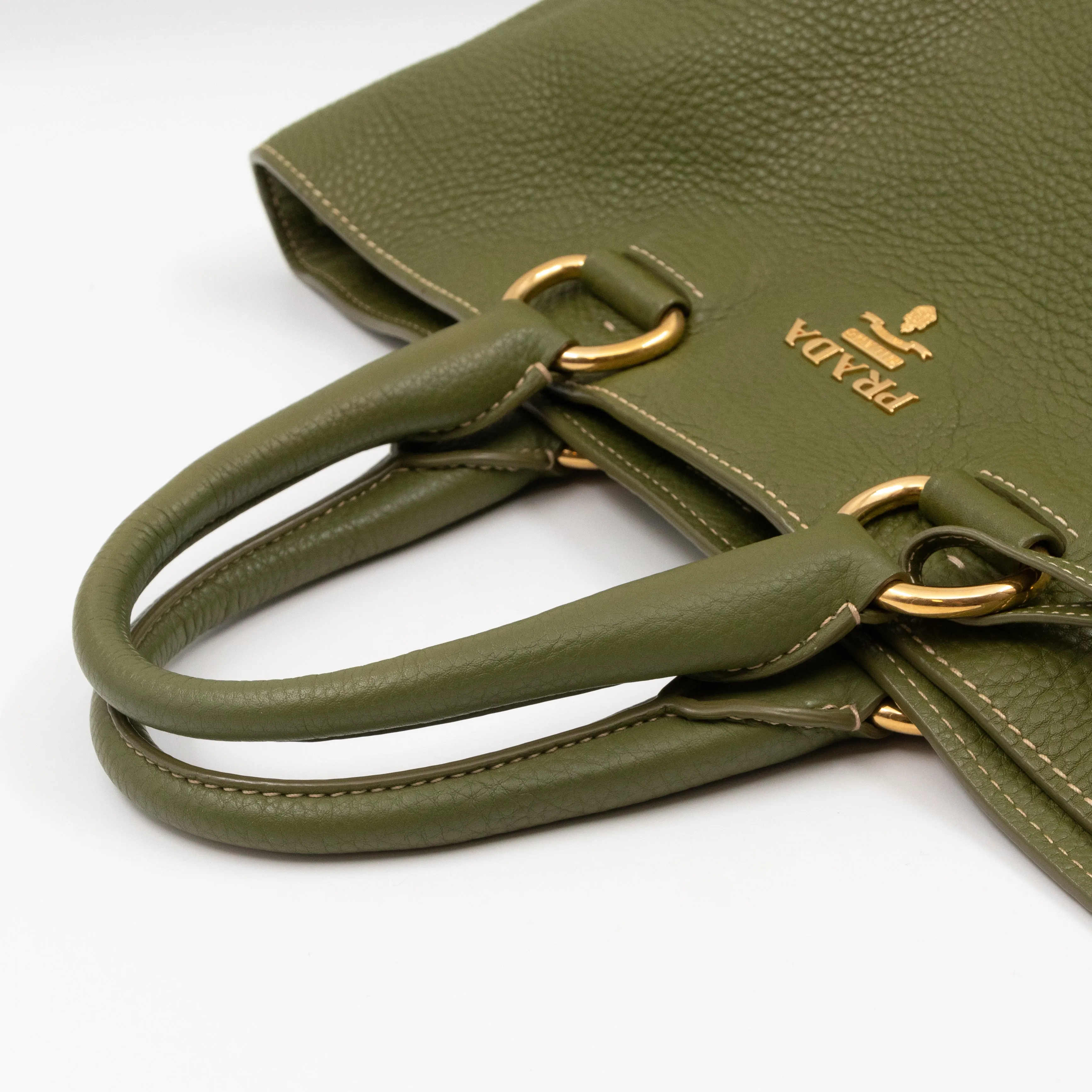 Shopping Tote Green Leather