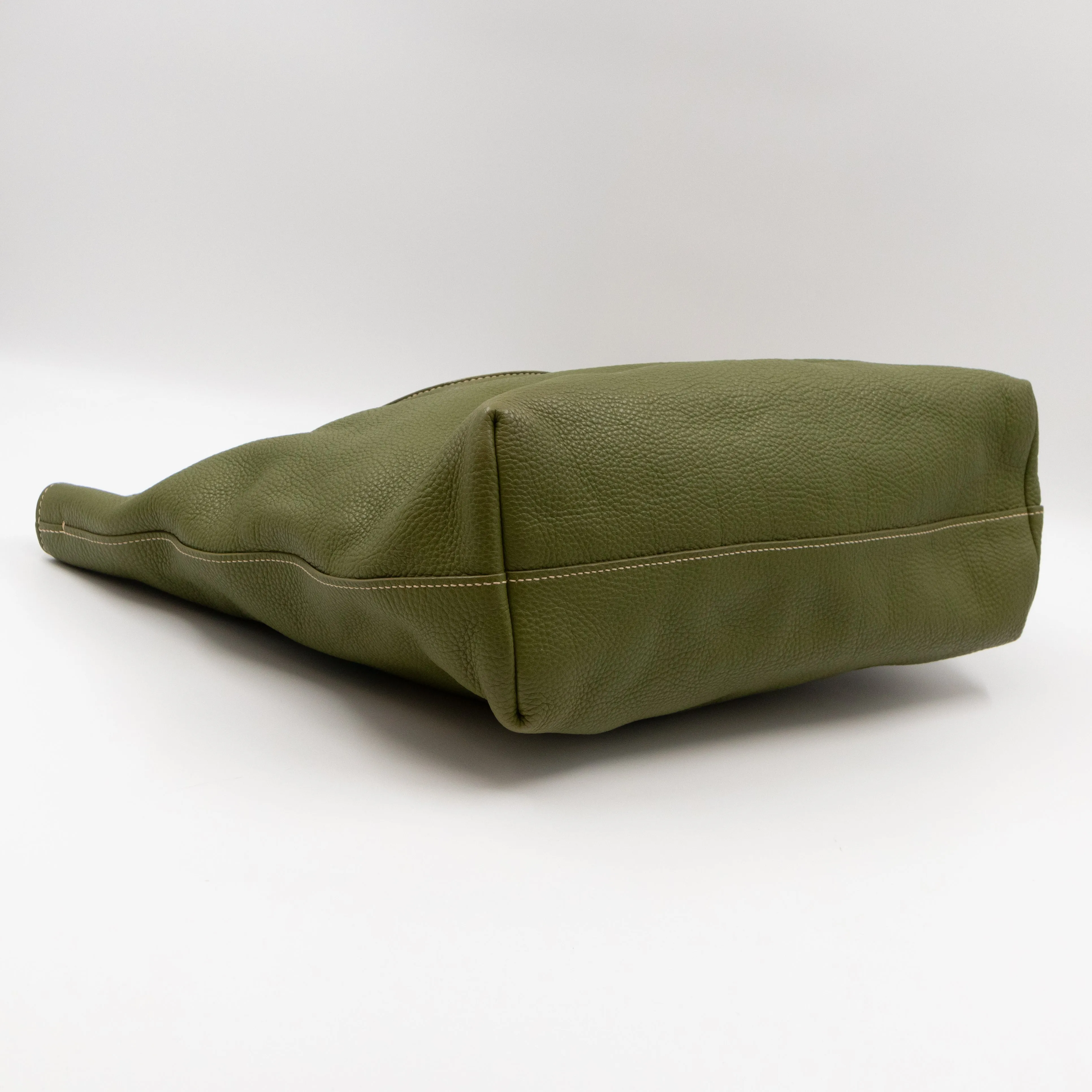 Shopping Tote Green Leather
