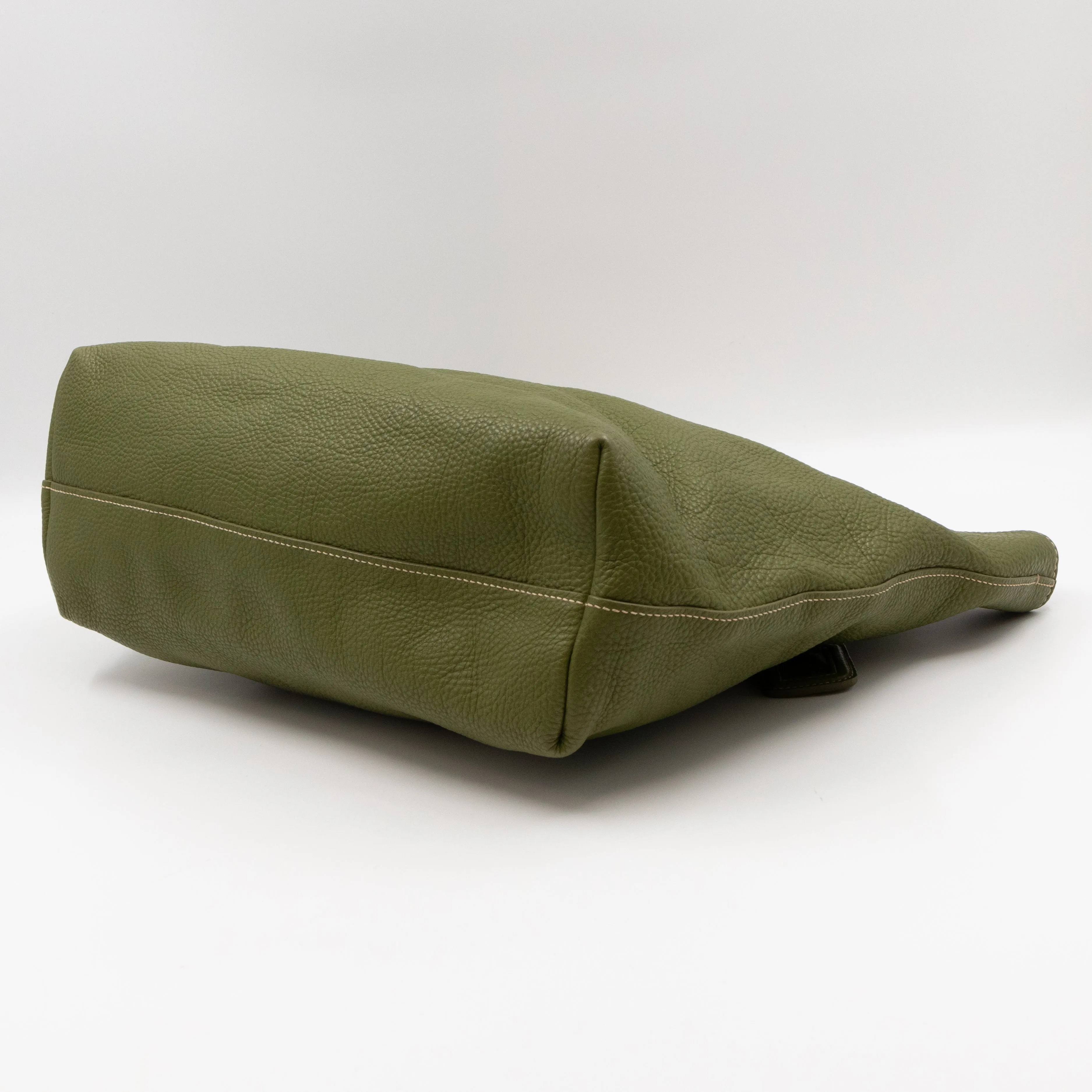 Shopping Tote Green Leather