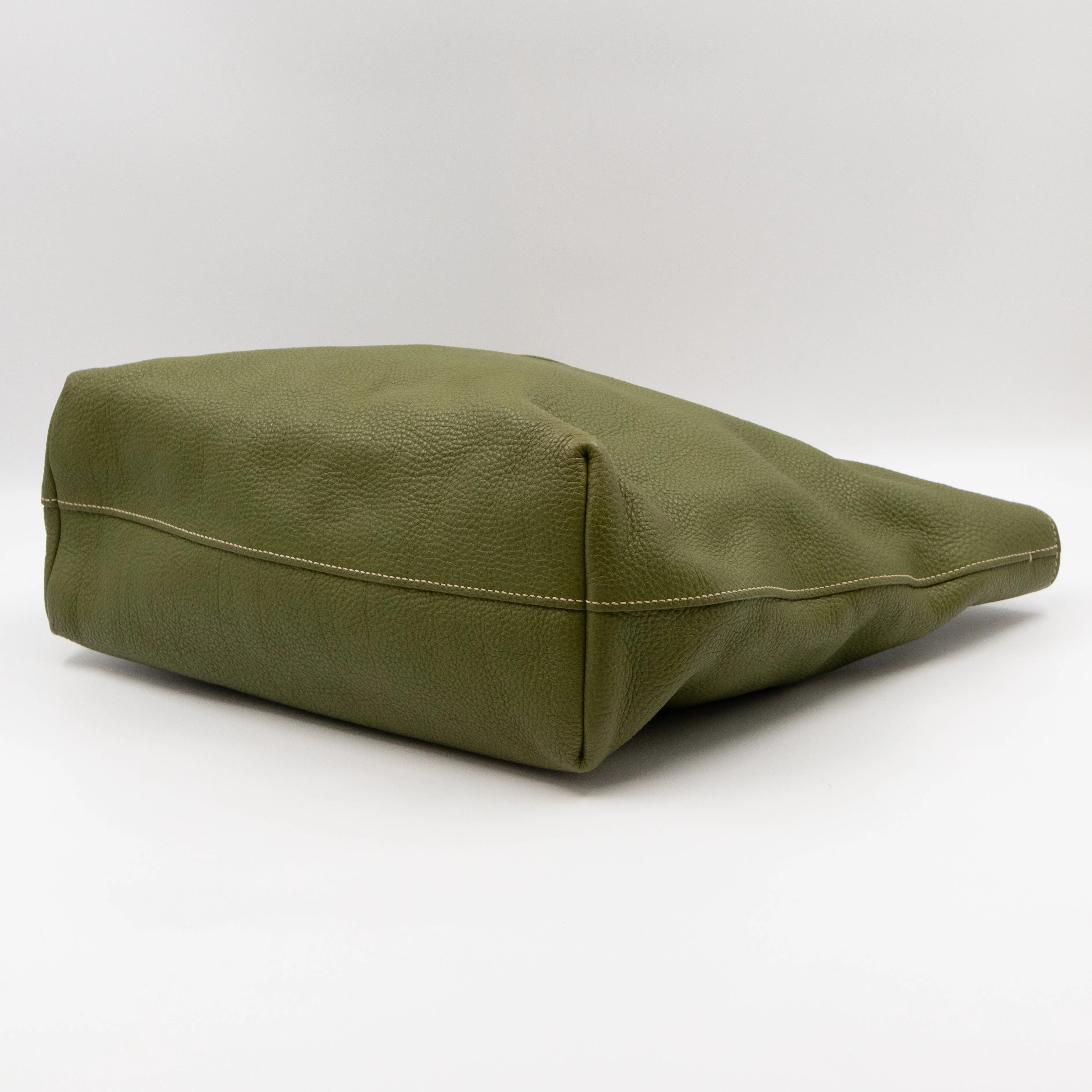 Shopping Tote Green Leather