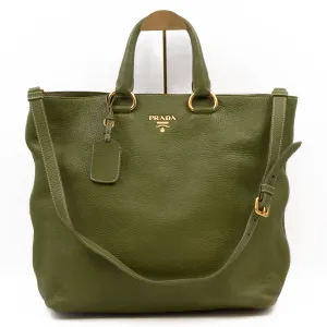 Shopping Tote Green Leather