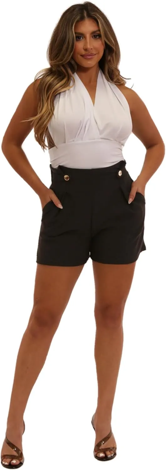 ShoSho Womens Bohemian Casual Paper Bag Waist Shorts Spring Summer Bottoms Relaxed Loose Fit with Waist Tie