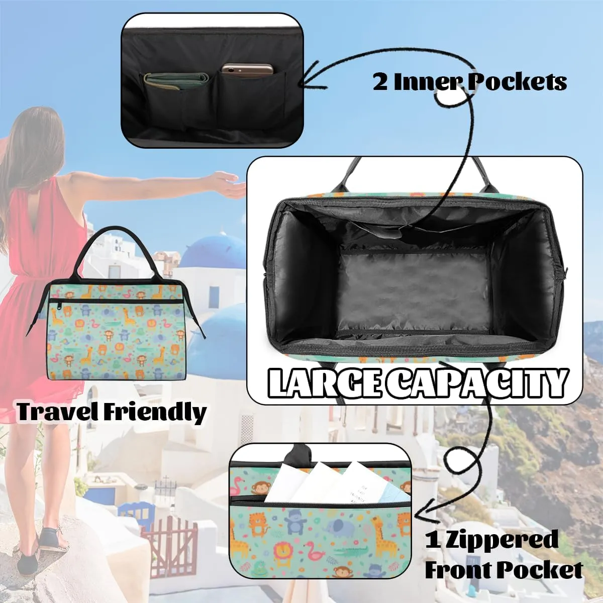 Shoulder Tote Bag for Women, Tote Purse with Zipper Large Handbag for Travel Work Gym
