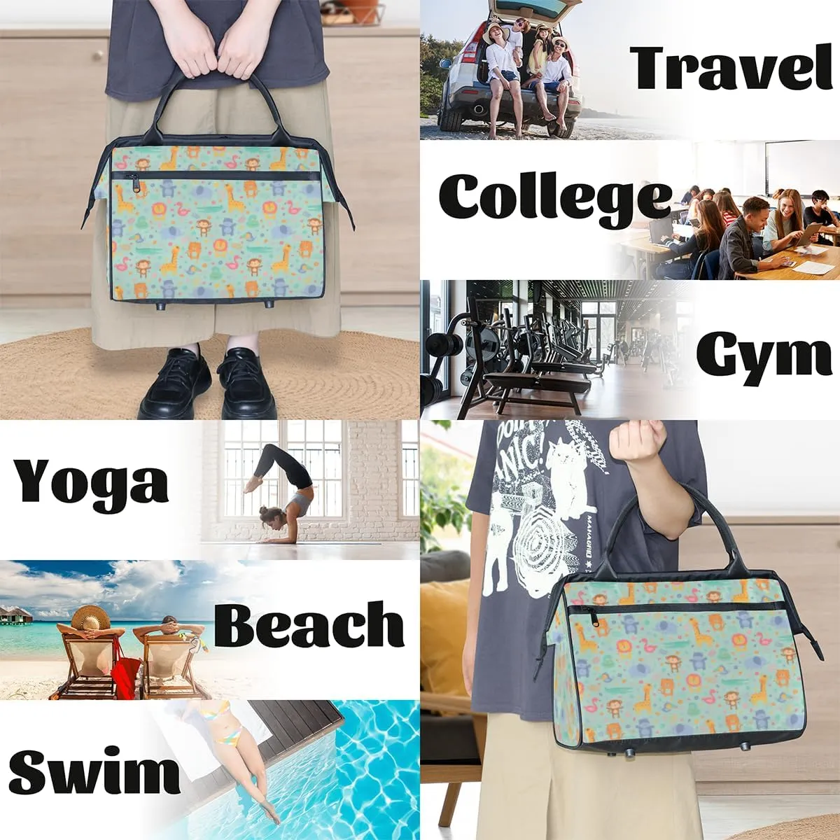 Shoulder Tote Bag for Women, Tote Purse with Zipper Large Handbag for Travel Work Gym