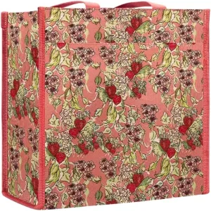 Signare Tapestry Shoulder Bag Shopping Tote for Women in Wild Strawberry Design (SHOP-WLSTRW)