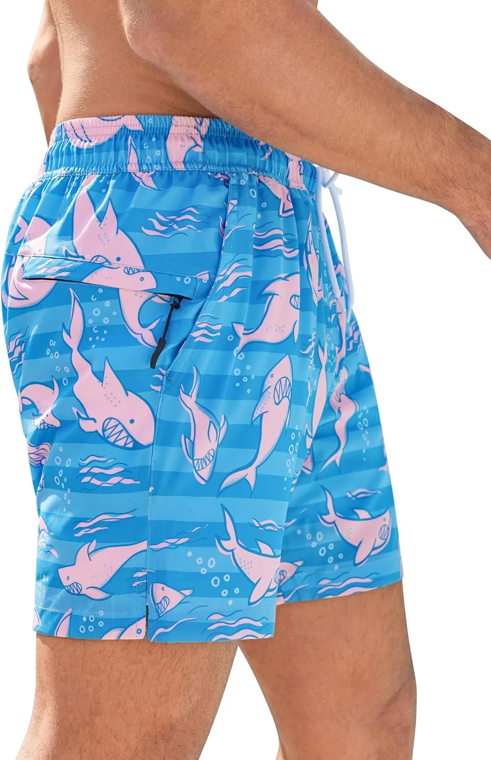 SILKWORLD Men's Swim Trunks Quick Dry Bathing Suits 6 Inch Swimming Shorts with Compression Liner and Zipper Pockets