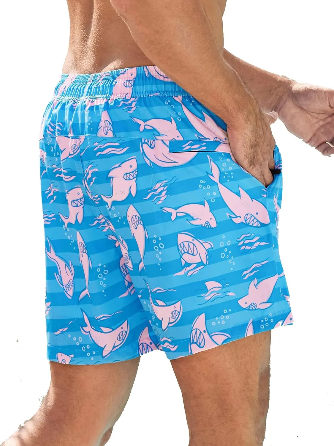 SILKWORLD Men's Swim Trunks Quick Dry Bathing Suits 6 Inch Swimming Shorts with Compression Liner and Zipper Pockets