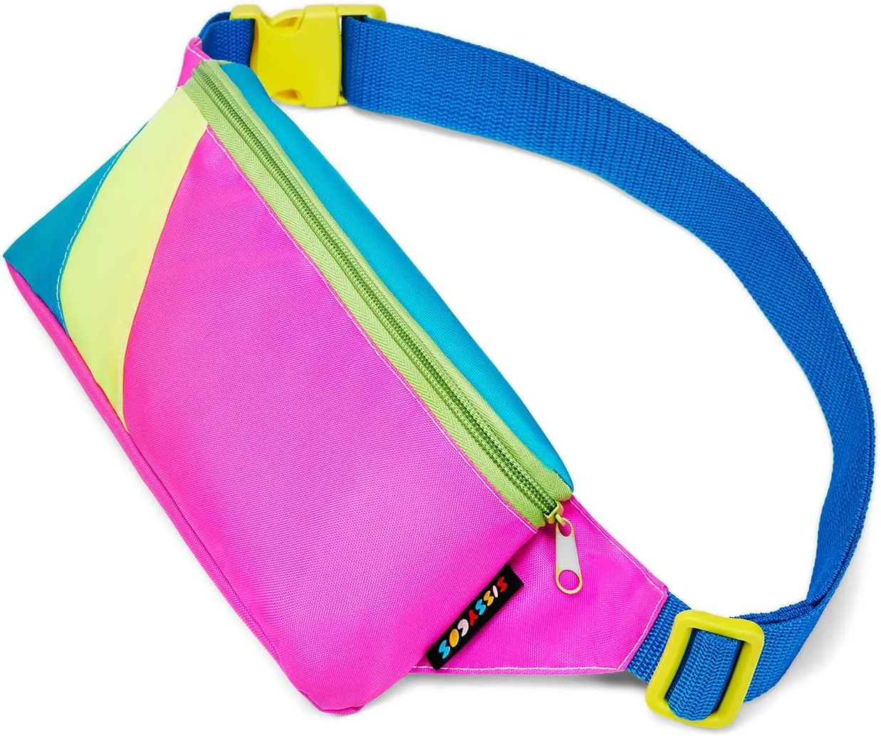 sissycos 80s Retro Neon Fanny Pack, 90s Accessories for Women Men Waist Packs, 2 Pockets Belt Waist Crossbody Bag, Adjustable And Lightweight
