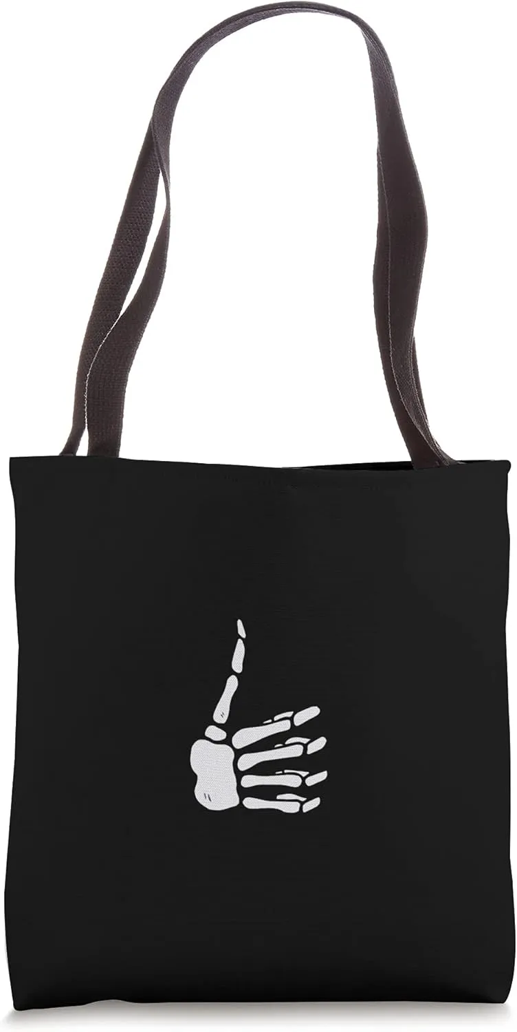 Skeleton Hand Thumbs Up Pocket Skeleton Bones Thumbs Up Tote Bag