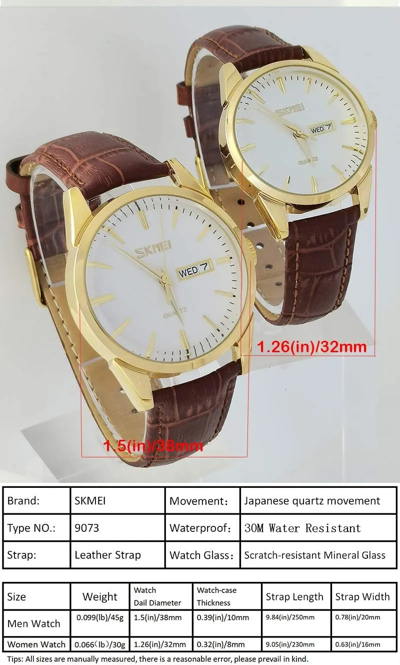 SKMEI Watch for Men Business Dress Classic Fashion Casual Black Leather Quartz Analog Waterproof Calendar Date Light Simple Wrist Watches Dad Fathers Gifts