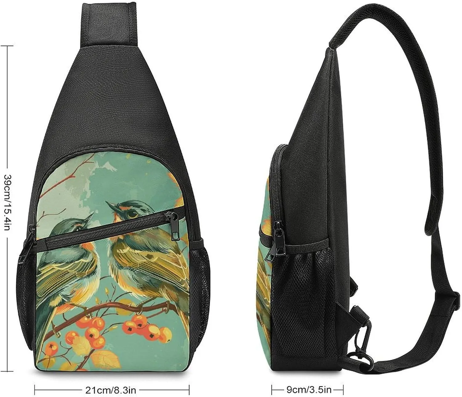 Sling Backpack for Women Men Crossbody Chest Bag Travel Bird Sitting on Tree Daypack Shoulder Bag for Hiking