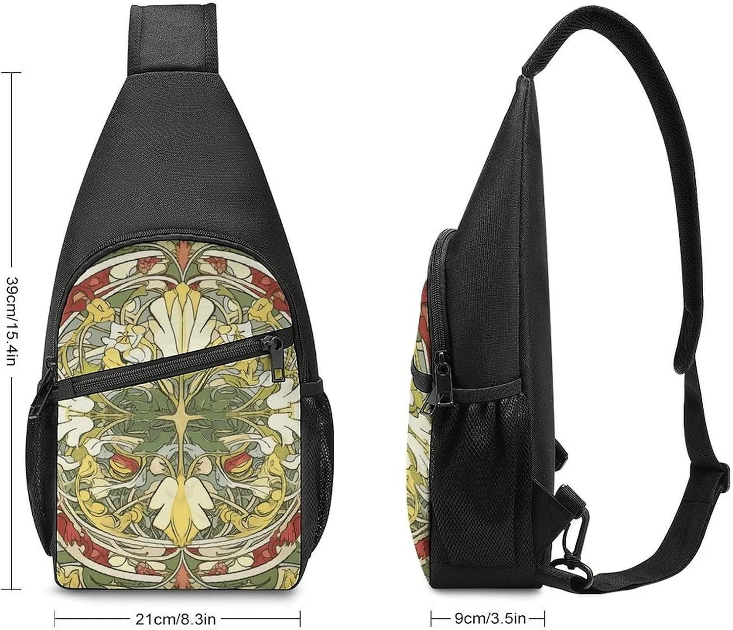 Sling Backpack for Women Men Crossbody Chest Bag Travel Green Graphics Daypack Shoulder Bag for Hiking