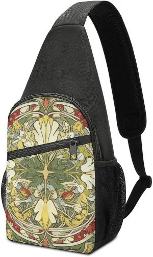 Sling Backpack for Women Men Crossbody Chest Bag Travel Green Graphics Daypack Shoulder Bag for Hiking