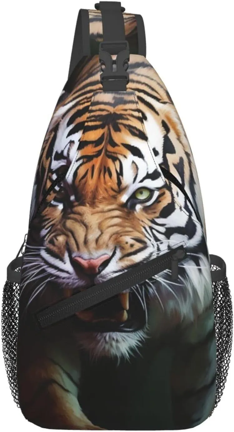 Sling Bag for Men Women Crossbody Backpack Jungle Tiger Crossbody Bag Chest Bag for Travel Sport