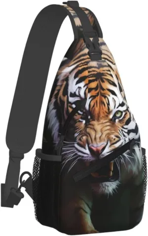 Sling Bag for Men Women Crossbody Backpack Jungle Tiger Crossbody Bag Chest Bag for Travel Sport
