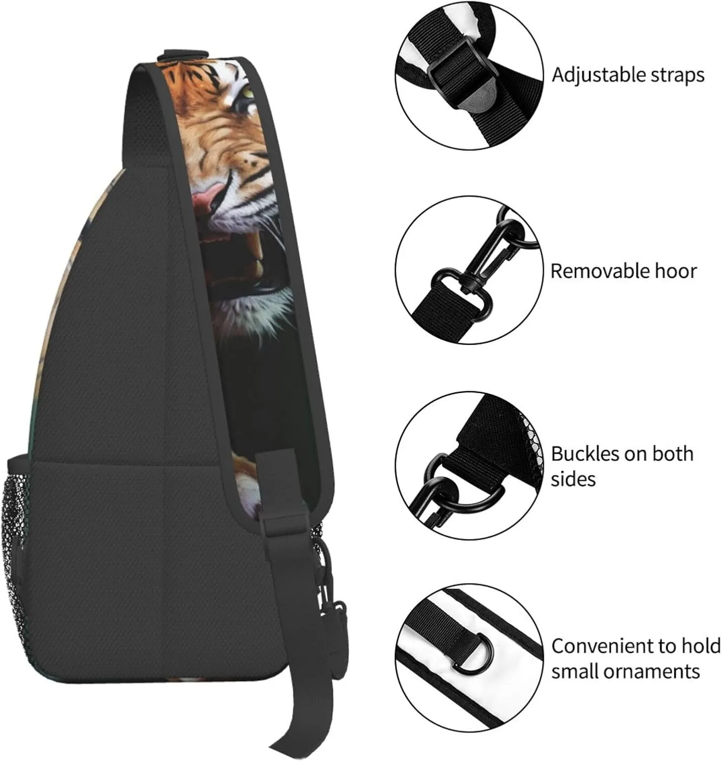 Sling Bag for Men Women Crossbody Backpack Jungle Tiger Crossbody Bag Chest Bag for Travel Sport