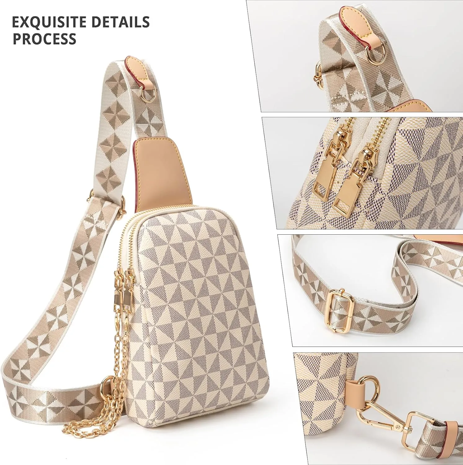 Sling Bag for Women, Crossbody Fanny Pack - Lightweight Chest Bag for Travel, Adjustable Strap & Hidden Pocket