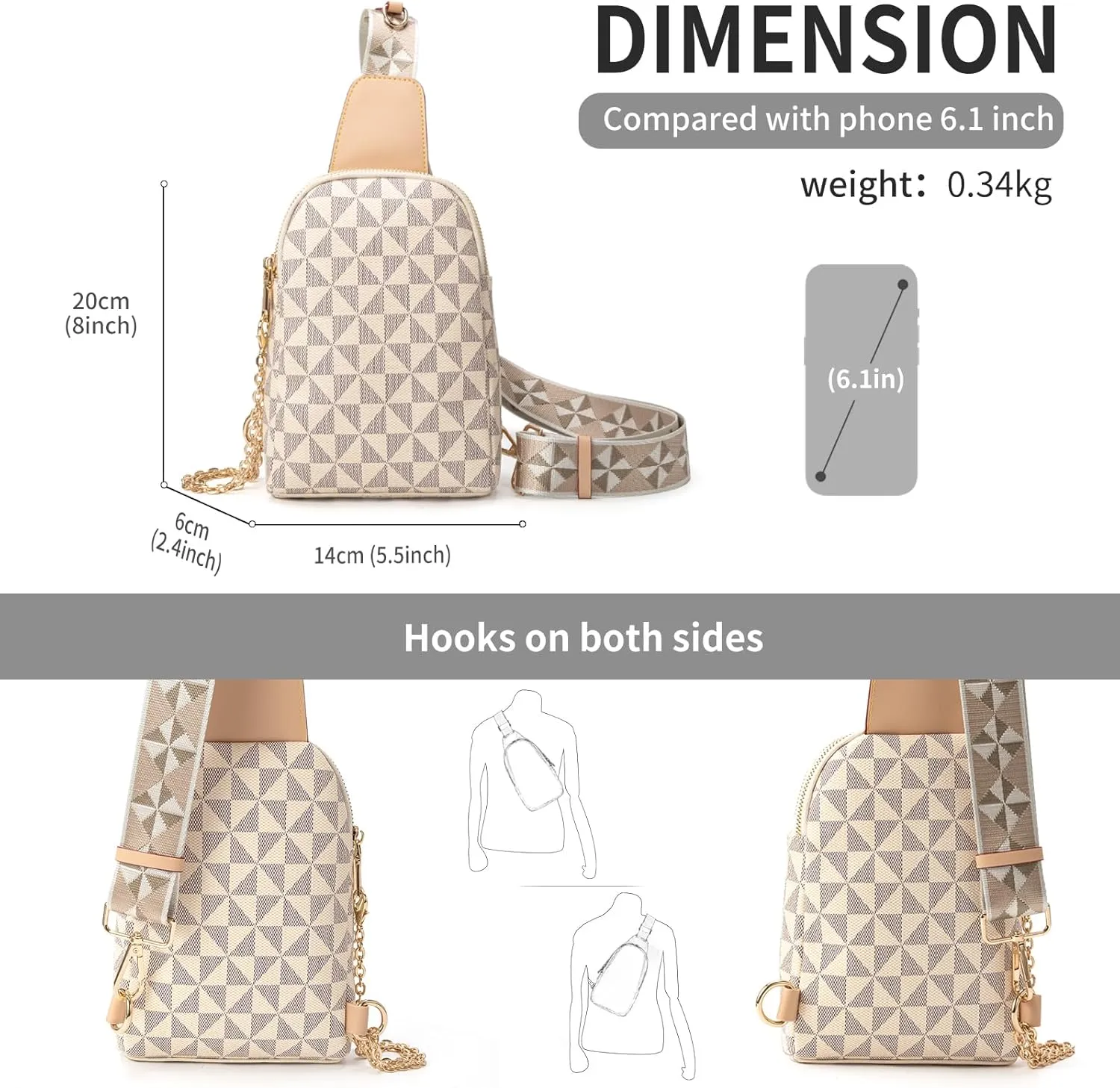 Sling Bag for Women, Crossbody Fanny Pack - Lightweight Chest Bag for Travel, Adjustable Strap & Hidden Pocket