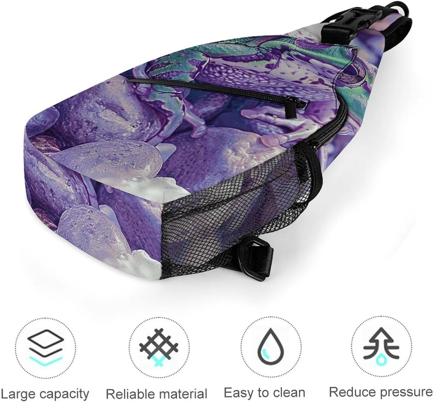 Sling Bag for Women Men Daypack A Little Green Frog Chest Bag Crossbody Backpack for Hiking Travel, 38x20cm