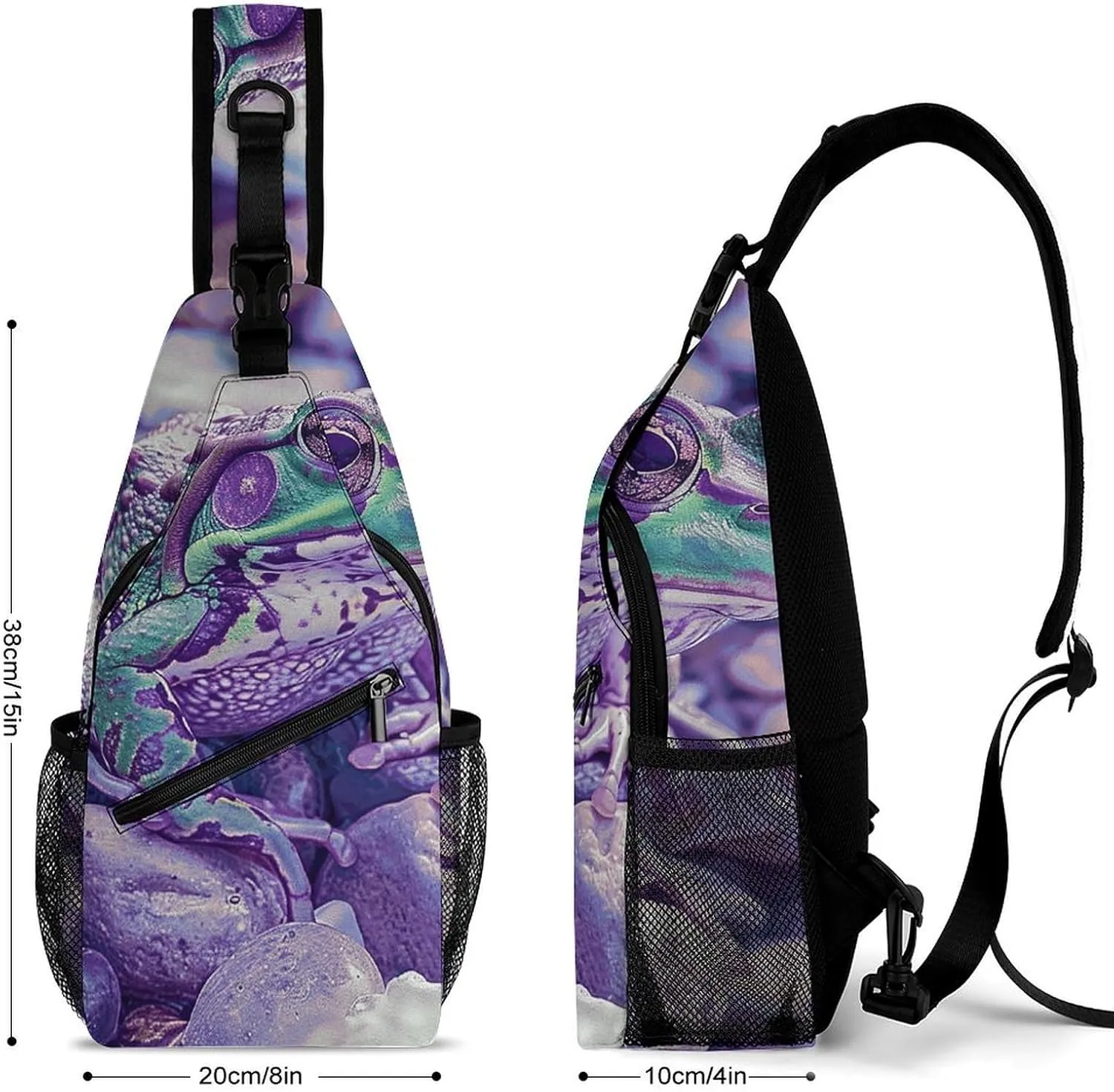 Sling Bag for Women Men Daypack A Little Green Frog Chest Bag Crossbody Backpack for Hiking Travel, 38x20cm