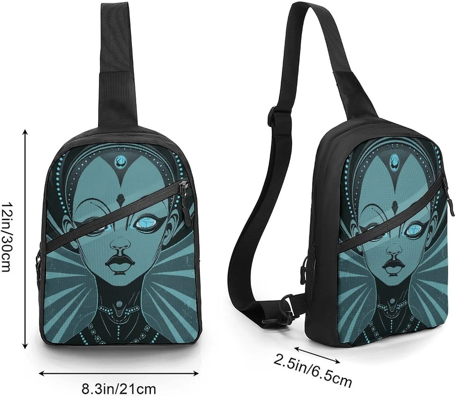 Sling Bag for Women Men Daypack Cartoon Drawing of Woman Chest Bag Crossbody Backpack for Hiking Travel