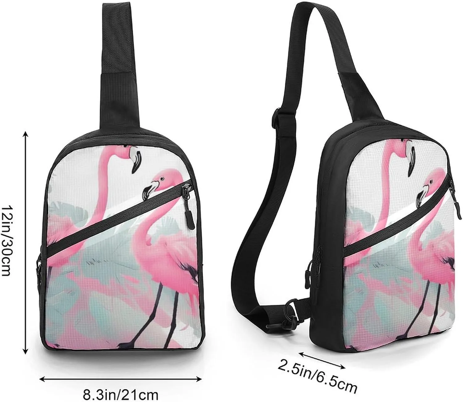 Sling Bag for Women Men Daypack Love Flamingo Chest Bag Crossbody Backpack for Hiking Travel