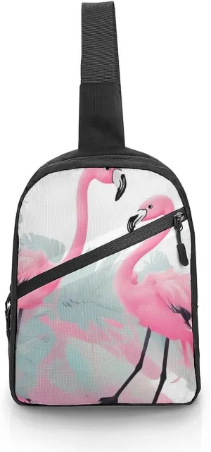 Sling Bag for Women Men Daypack Love Flamingo Chest Bag Crossbody Backpack for Hiking Travel