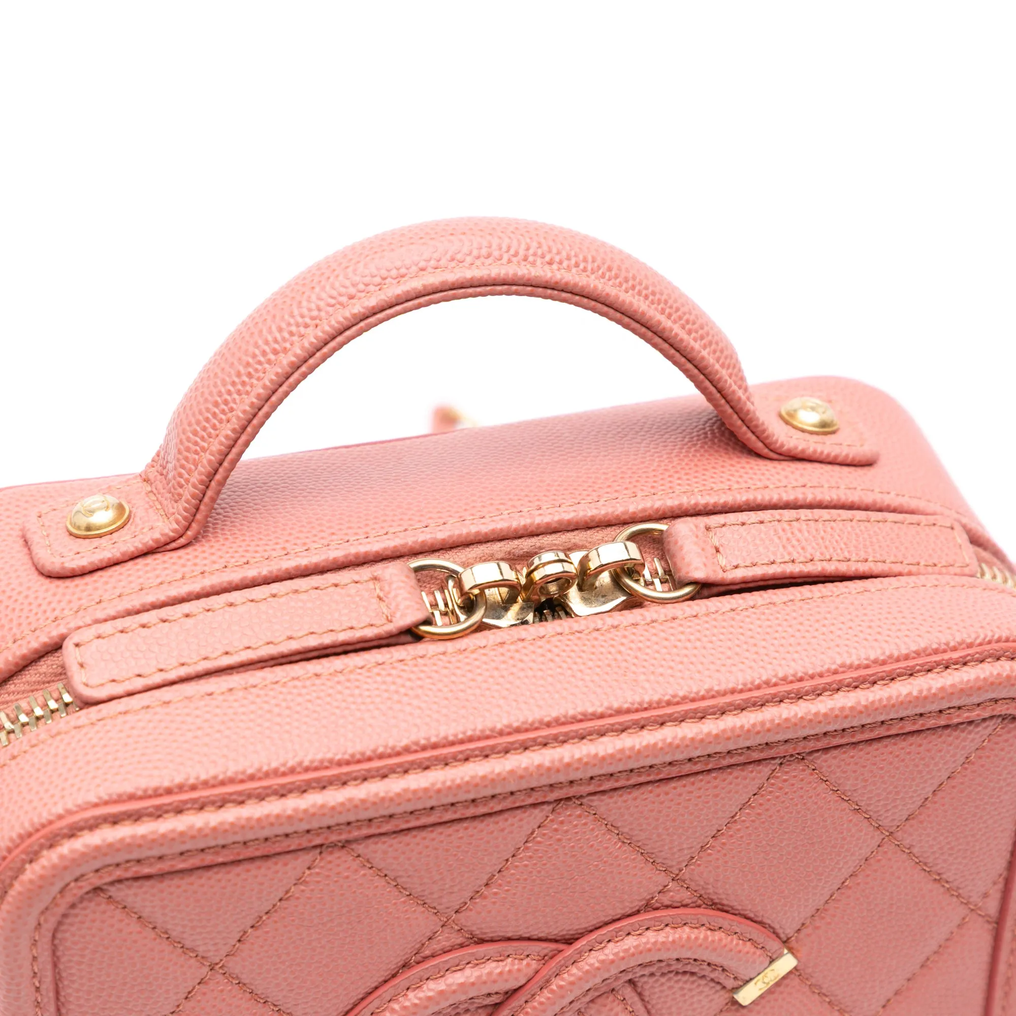 Small Caviar CC Filigree Vanity Bag